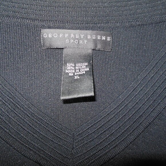 Geoffrey Beene Sport black fine gauge knit dressy v-neck sweater size XL - Picture 3 of 7